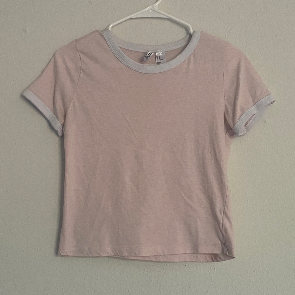 H&M Women's Pink and Gray Short Sleeve Tee